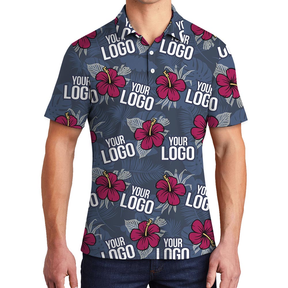 Bulk Order Navy Team Hawaiian Polo Shirt With Custom Logo - variant image 1