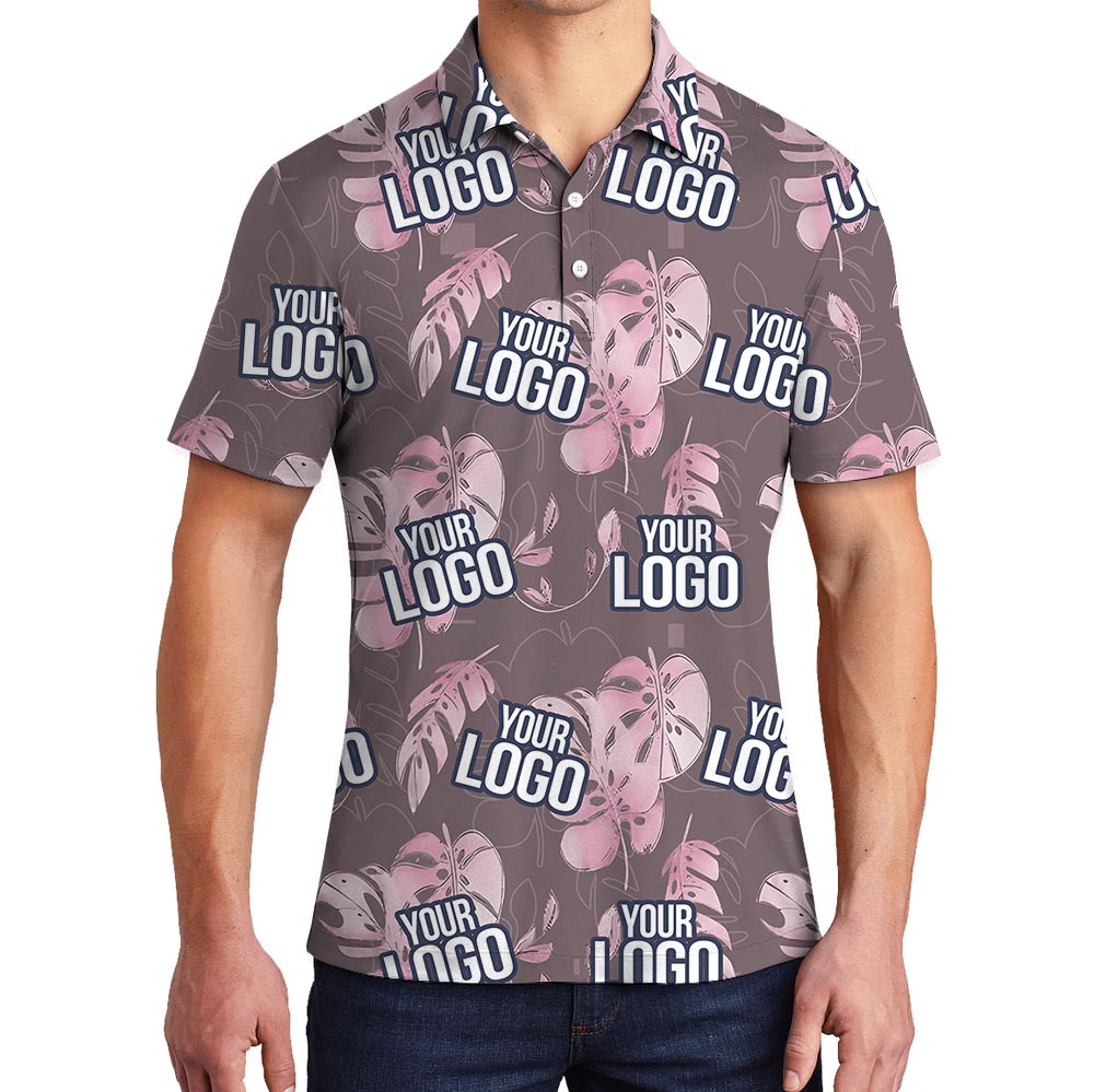 Custom Team Logo Gray Tropical Polo Shirt - variant image 1