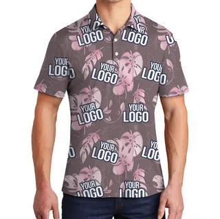 Custom Team Logo Gray Tropical Polo Shirt