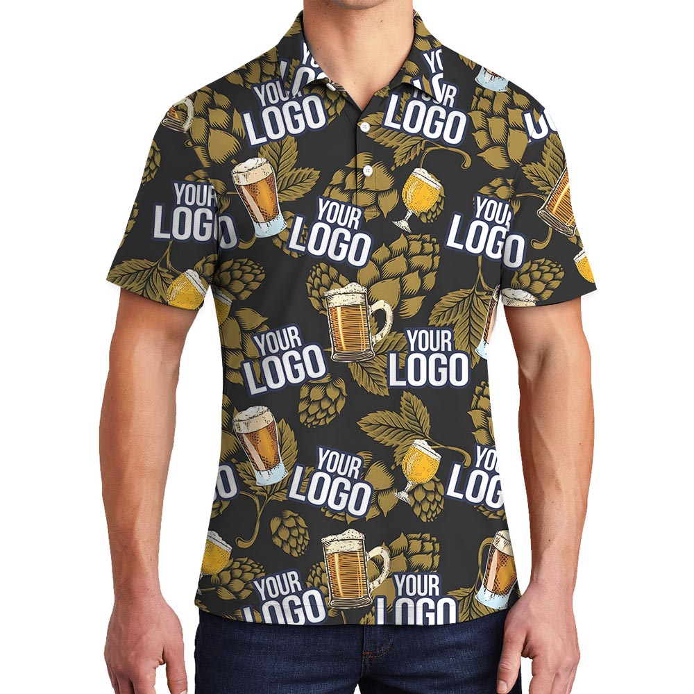 Beer Personalized Black Hawaiian Polo Shirt With Custom Logo - variant image 1