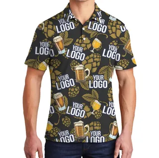 Beer Personalized Black Hawaiian Polo Shirt With Custom Logo