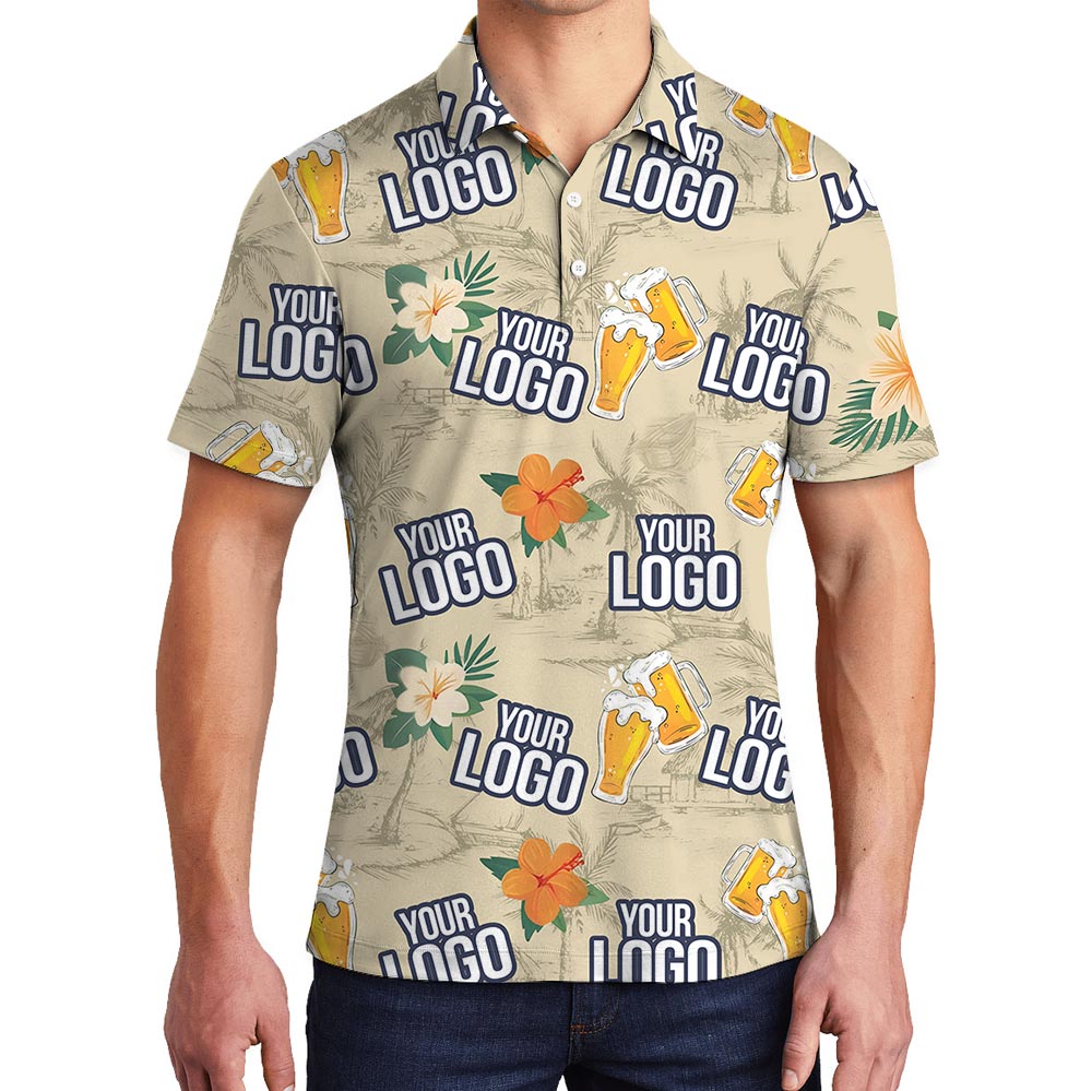 Custom Logo Yellow Beer Floral Polo Shirt - variant image 1