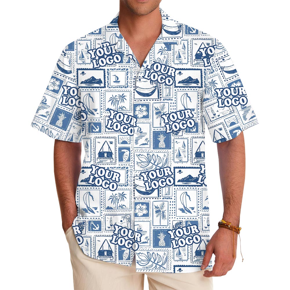 Custom Logo Hawaii Scenery White Hawaiian Shirt - variant image 1