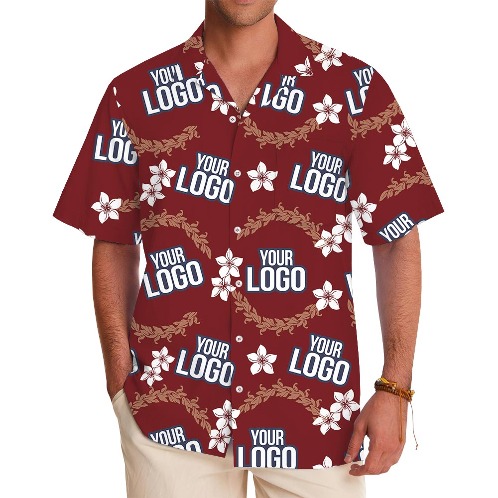 Bulk Order Red Aloha Shirt With Team Logo - variant image 1