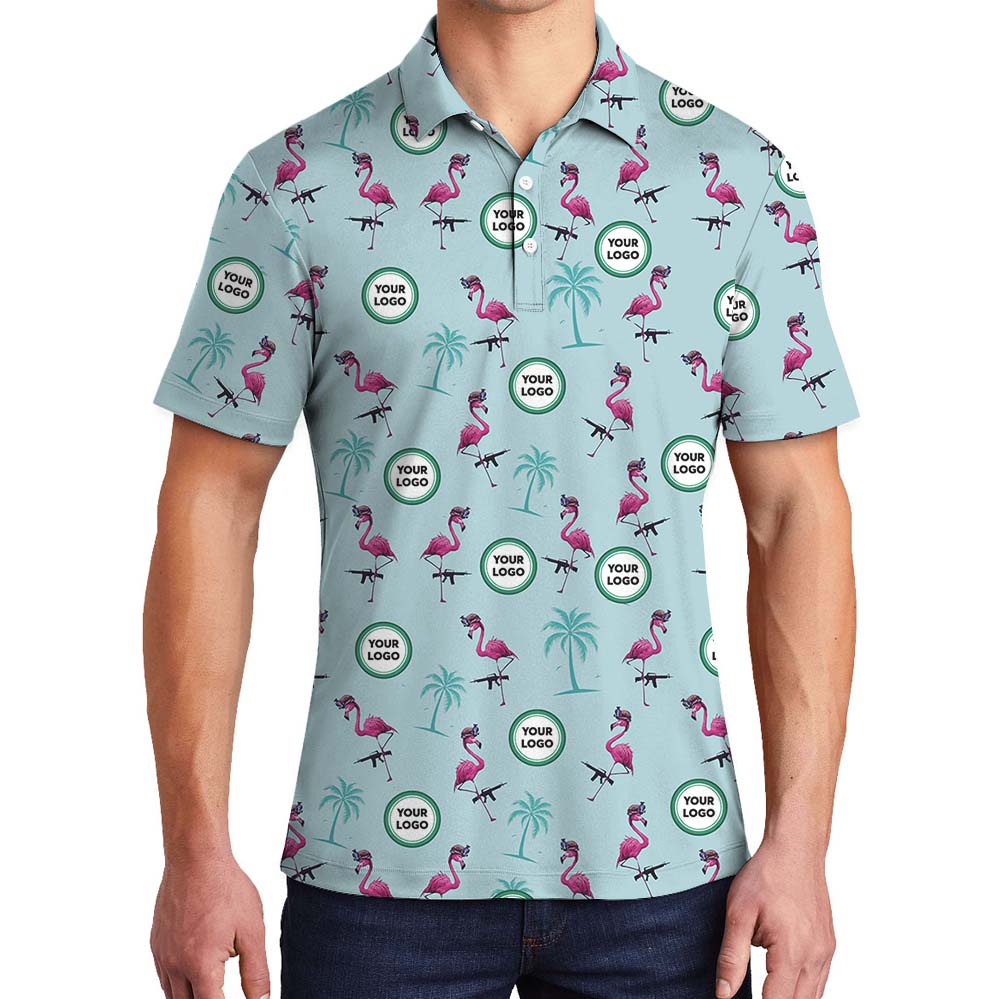 Personalized Flamingo Gun Polo Shirt With Logo - variant image 1