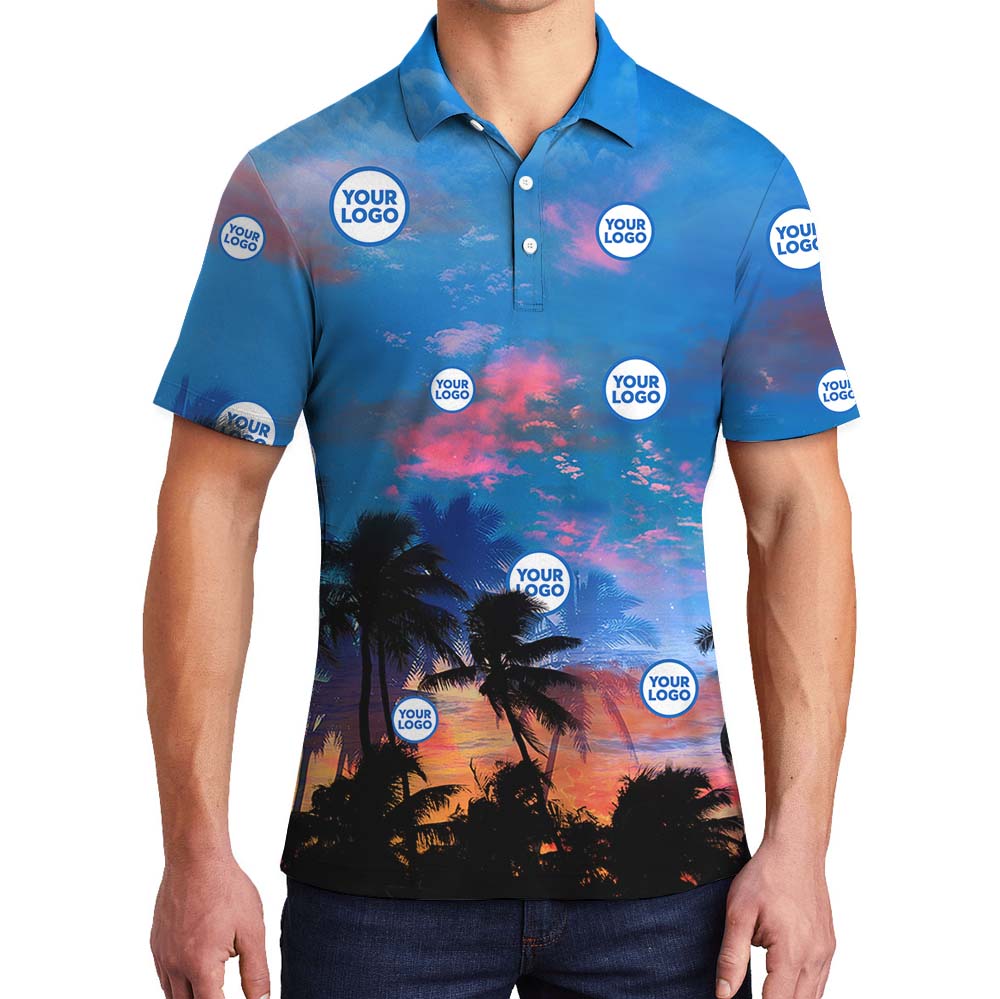 Vibrant Sunset Custom Polo Shirt With Logo - variant image 1