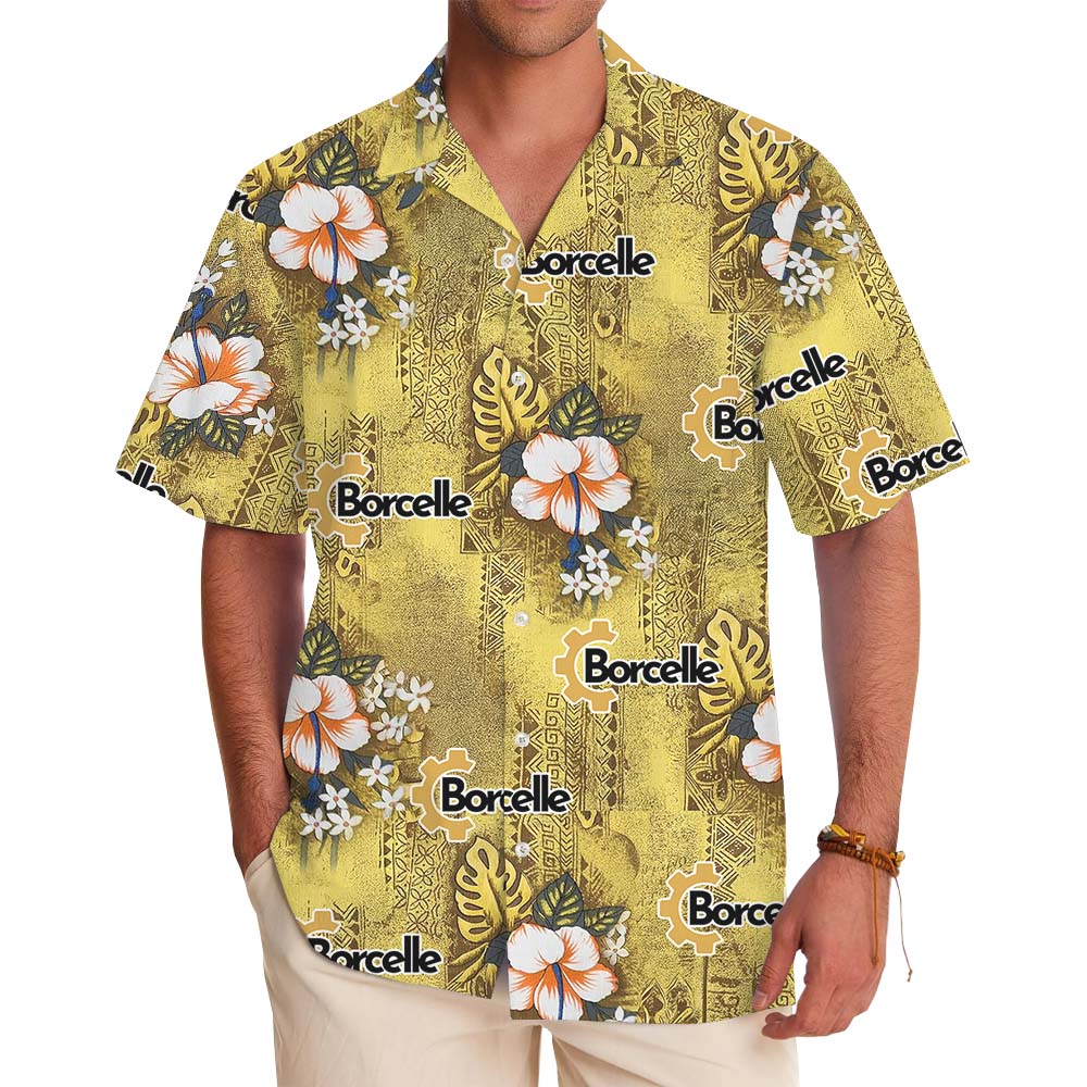 Vintage Yellow Hawaiian Shirt With Custom Logos - variant image 1