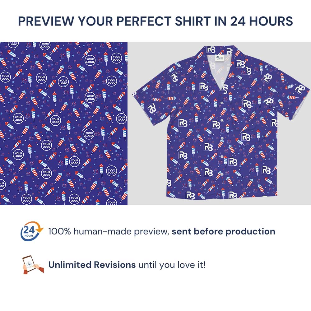4th Of July Firework Hawaiian Shirt With Custom Logo