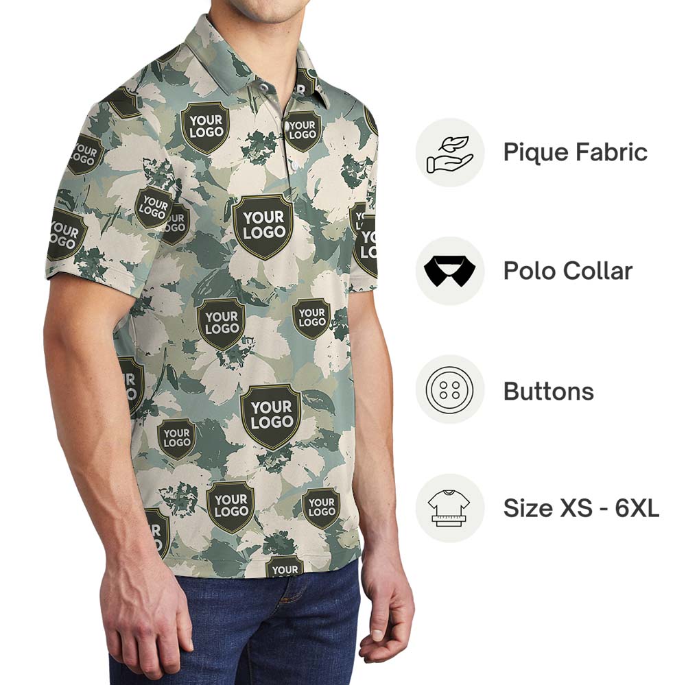 Camouflage Logo Collared Polo Shirt For Military Group