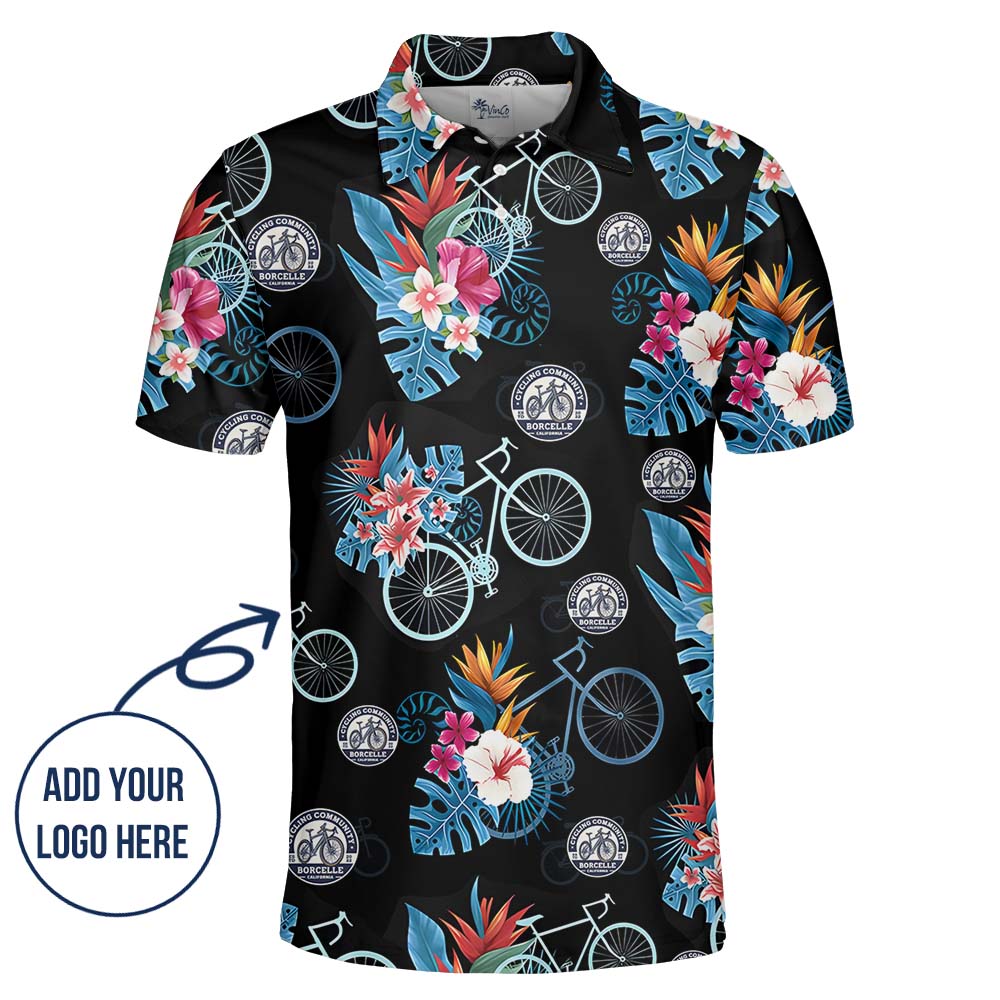 Custom Logo Cycling Floral Polo Shirt For Team
