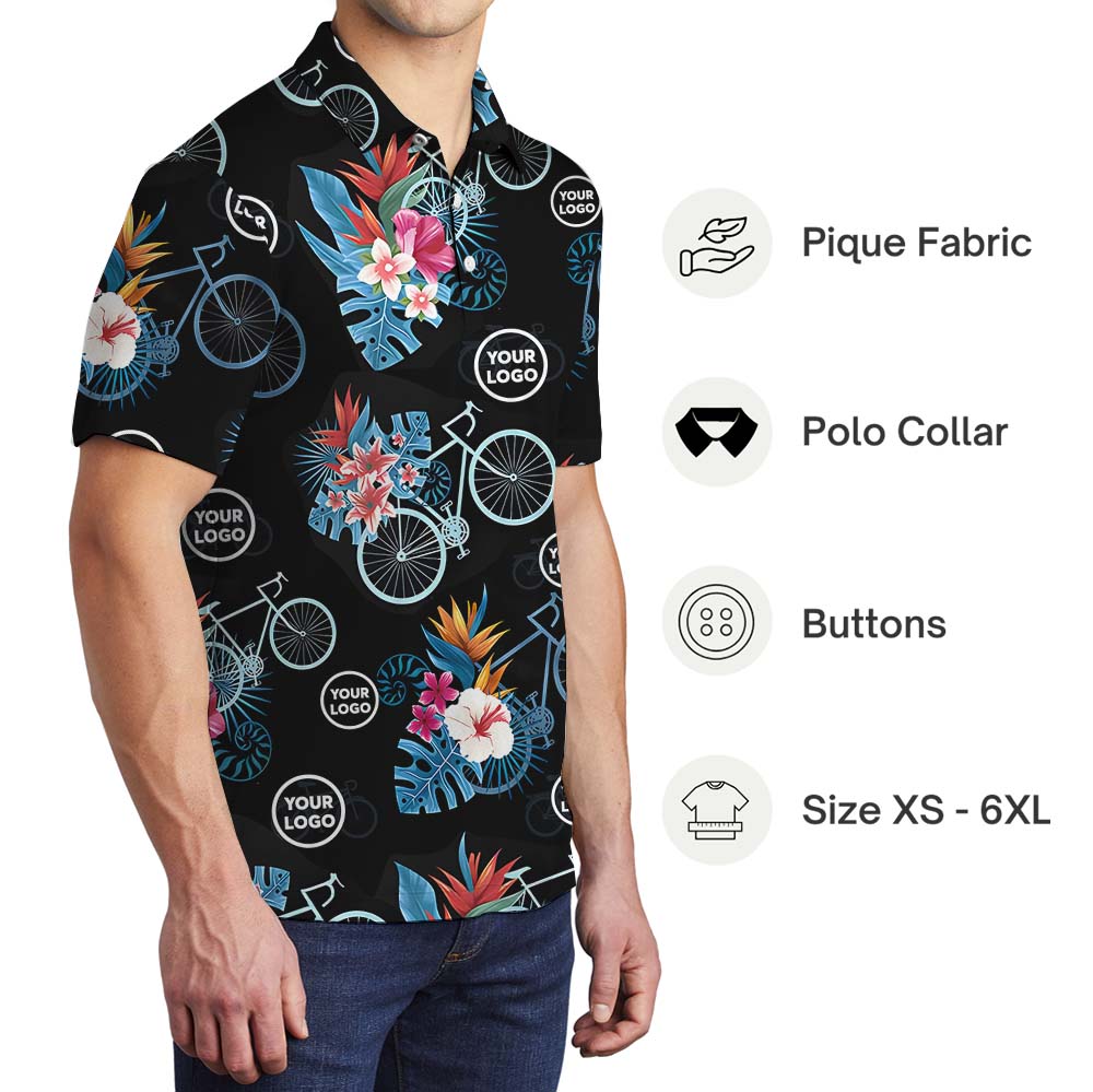 Custom Logo Cycling Floral Polo Shirt For Team