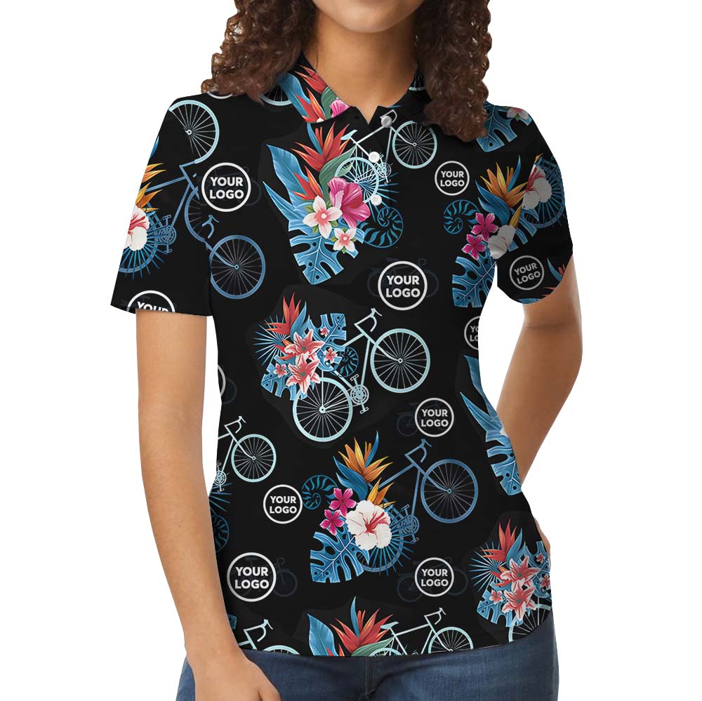Custom Logo Cycling Floral Polo Shirt For Team