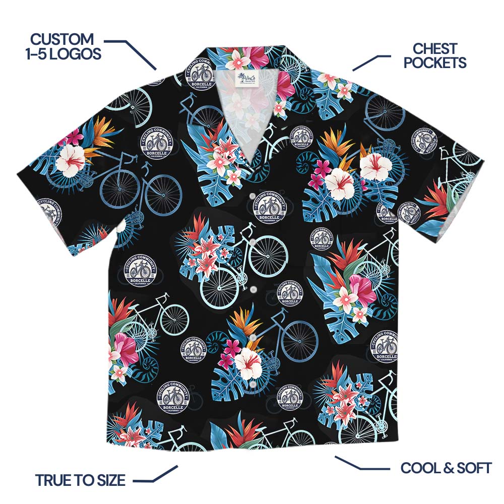 Cycling Hawaiian Shirt With Custom Logos
