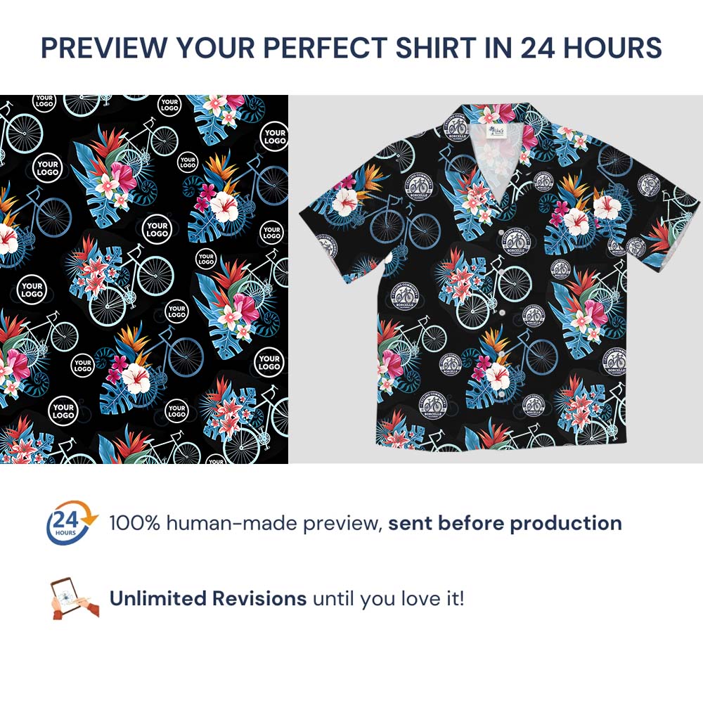 Cycling Hawaiian Shirt With Custom Logos