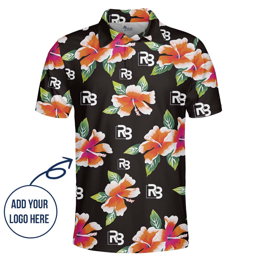 Custom Multiple Logo Black Polo Shirt For Group