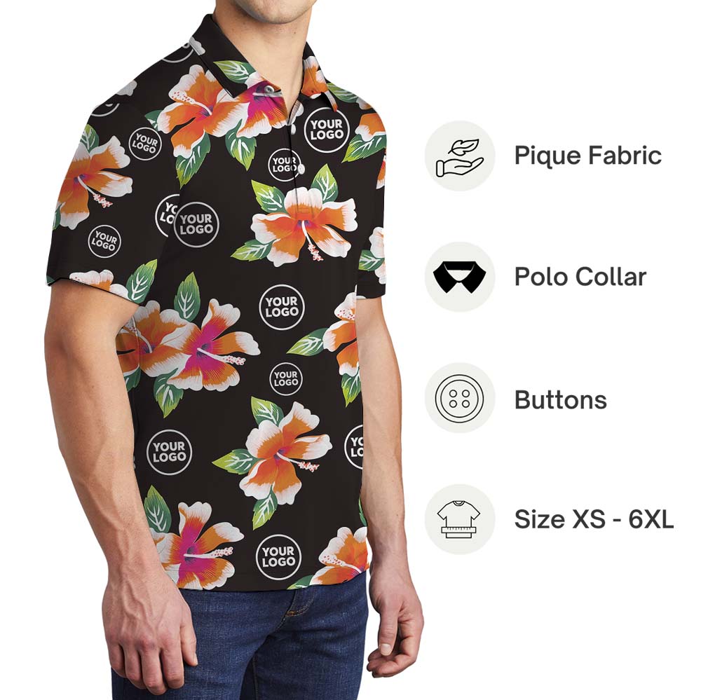 Custom Multiple Logo Black Polo Shirt For Group