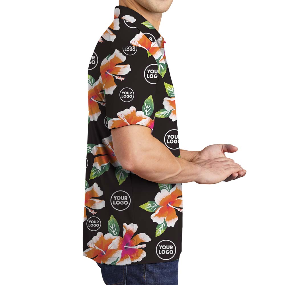 Custom Multiple Logo Black Polo Shirt For Group