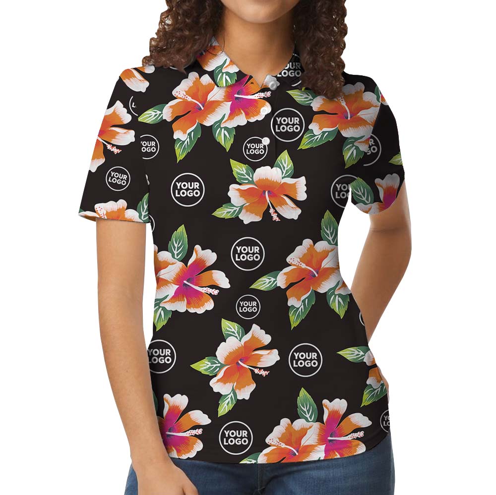 Custom Multiple Logo Black Polo Shirt For Group