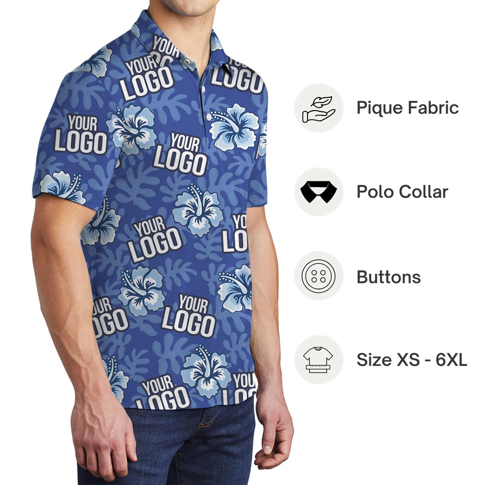 Bulk Order Custom Team Logo Hawaiian Polo No Minimum