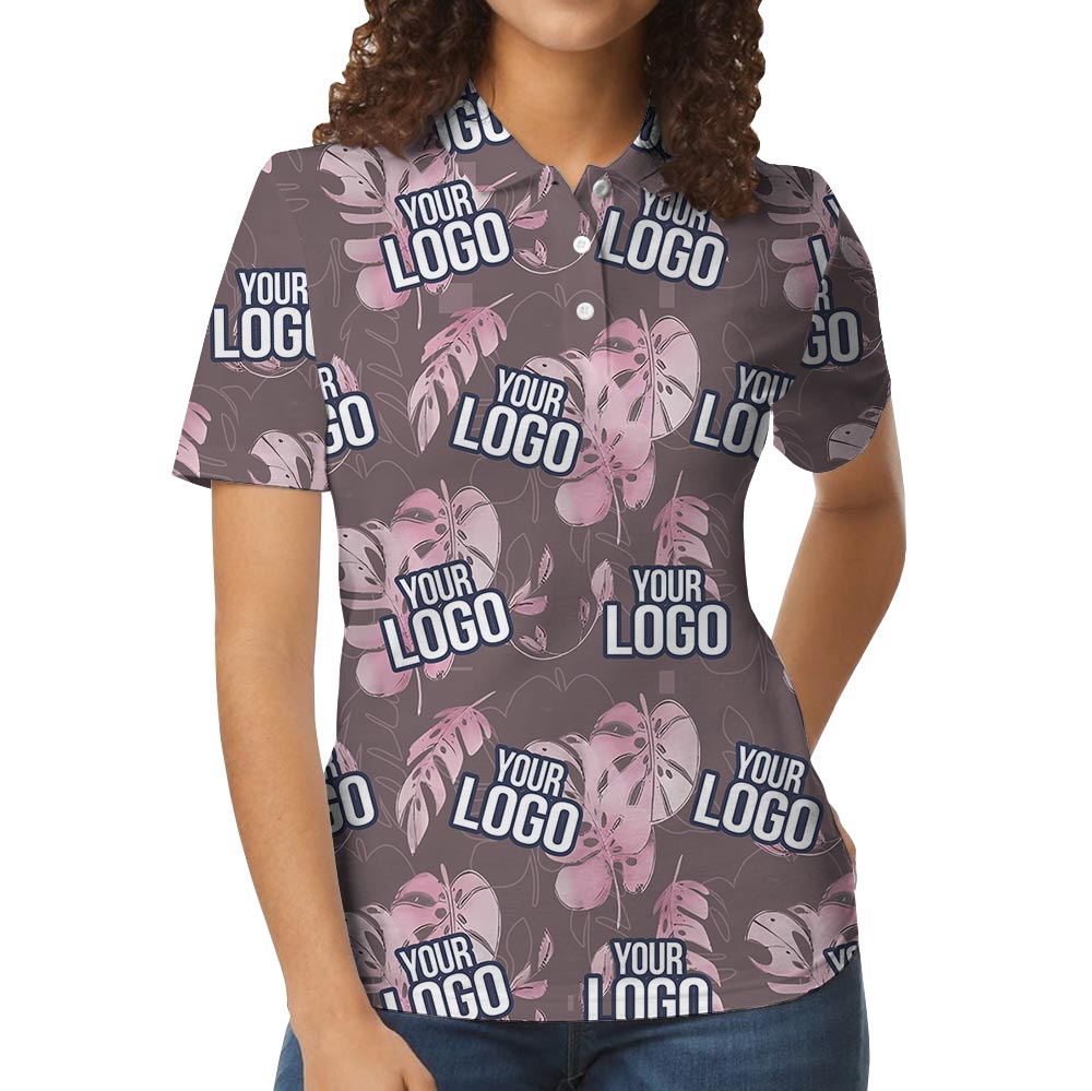 Custom Team Logo Gray Tropical Polo Shirt