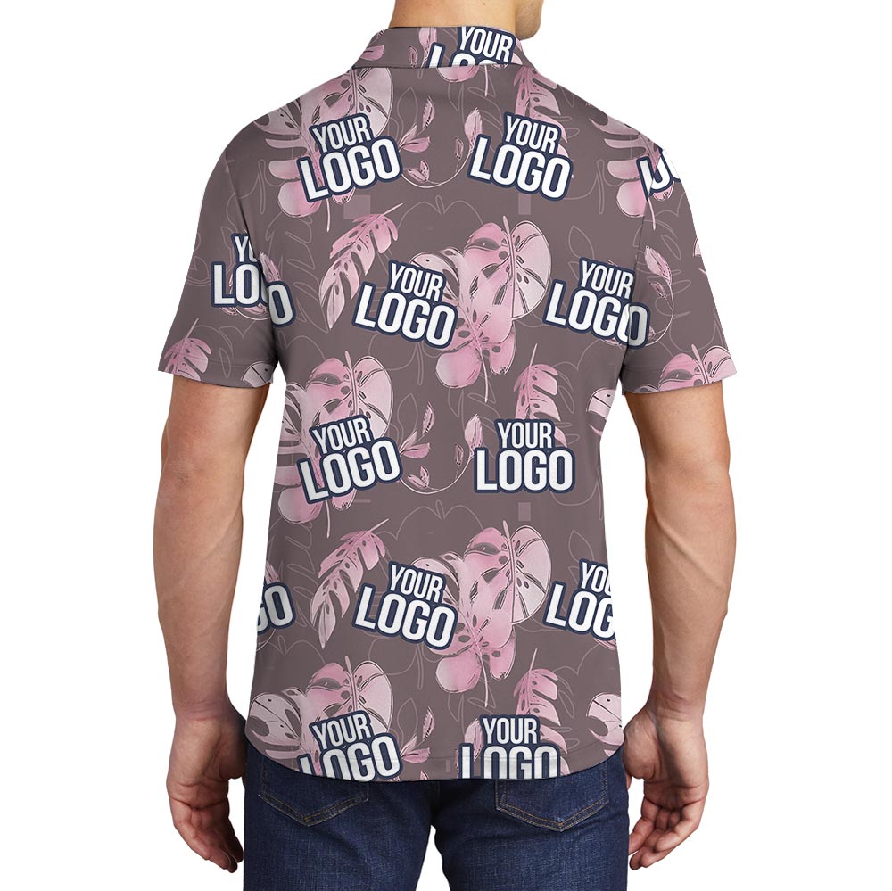 Custom Team Logo Gray Tropical Polo Shirt