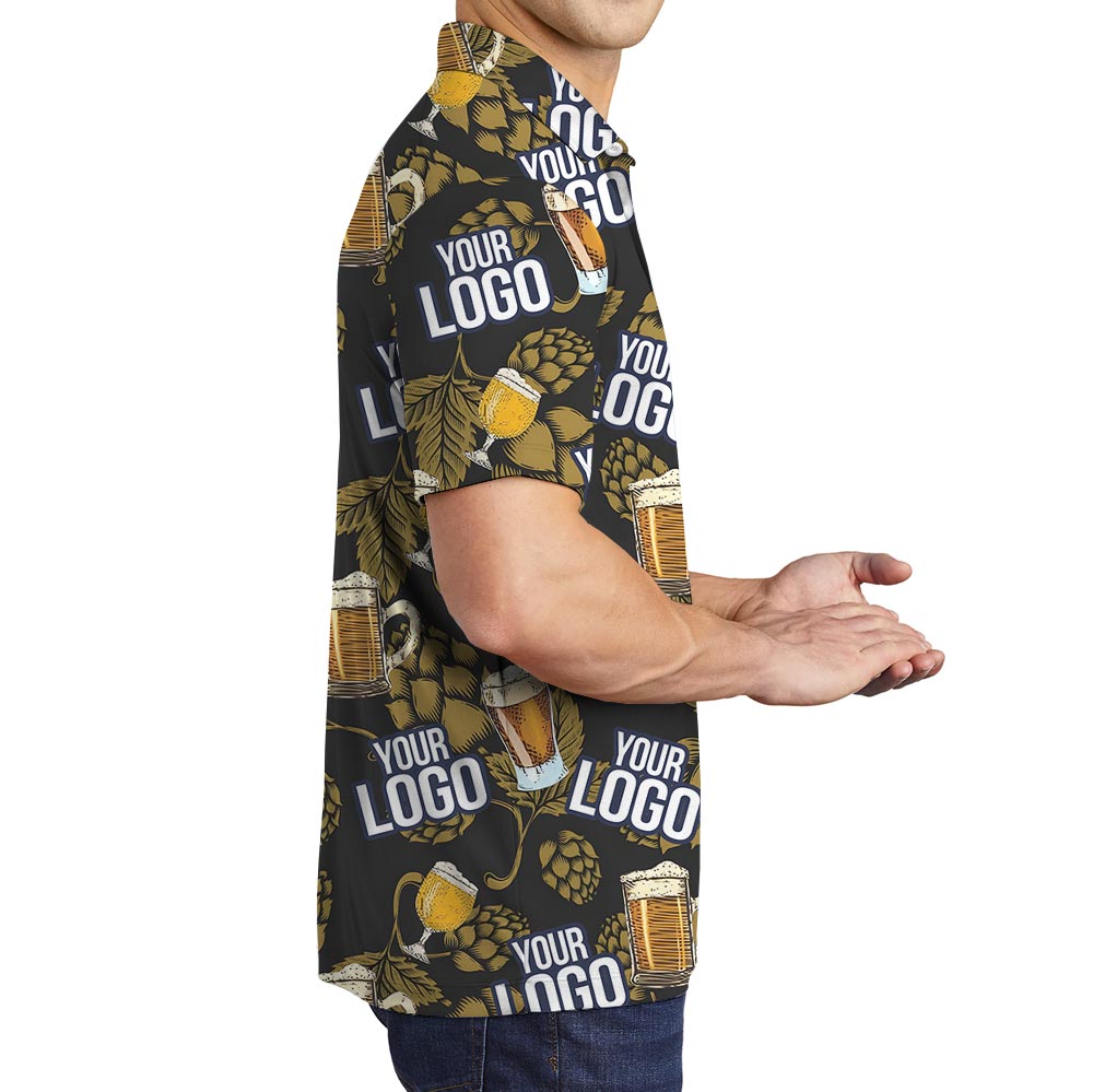 Beer Personalized Black Hawaiian Polo Shirt With Custom Logo