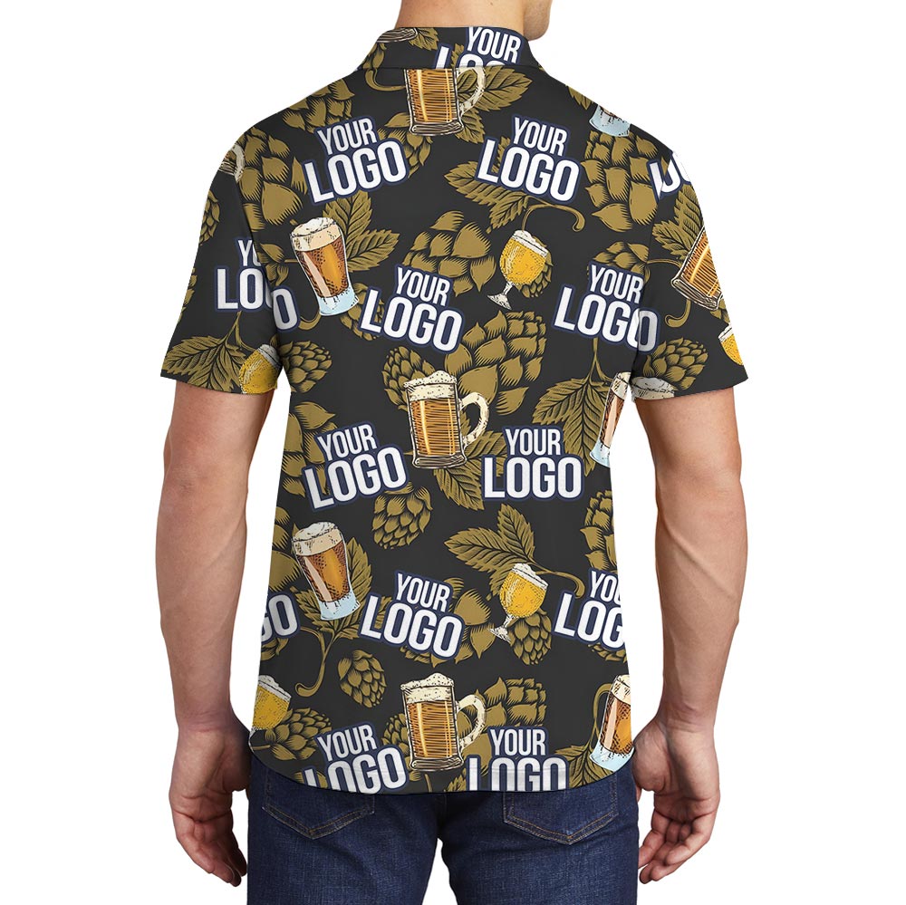 Beer Personalized Black Hawaiian Polo Shirt With Custom Logo