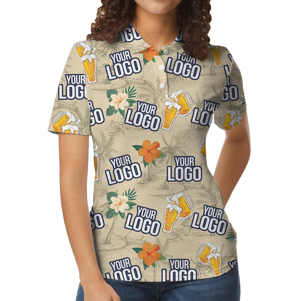 Custom Logo Yellow Beer Floral Polo Shirt