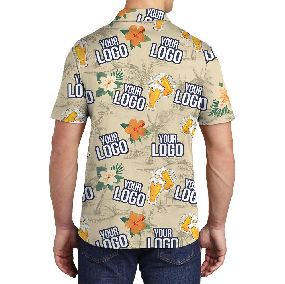 Custom Logo Yellow Beer Floral Polo Shirt