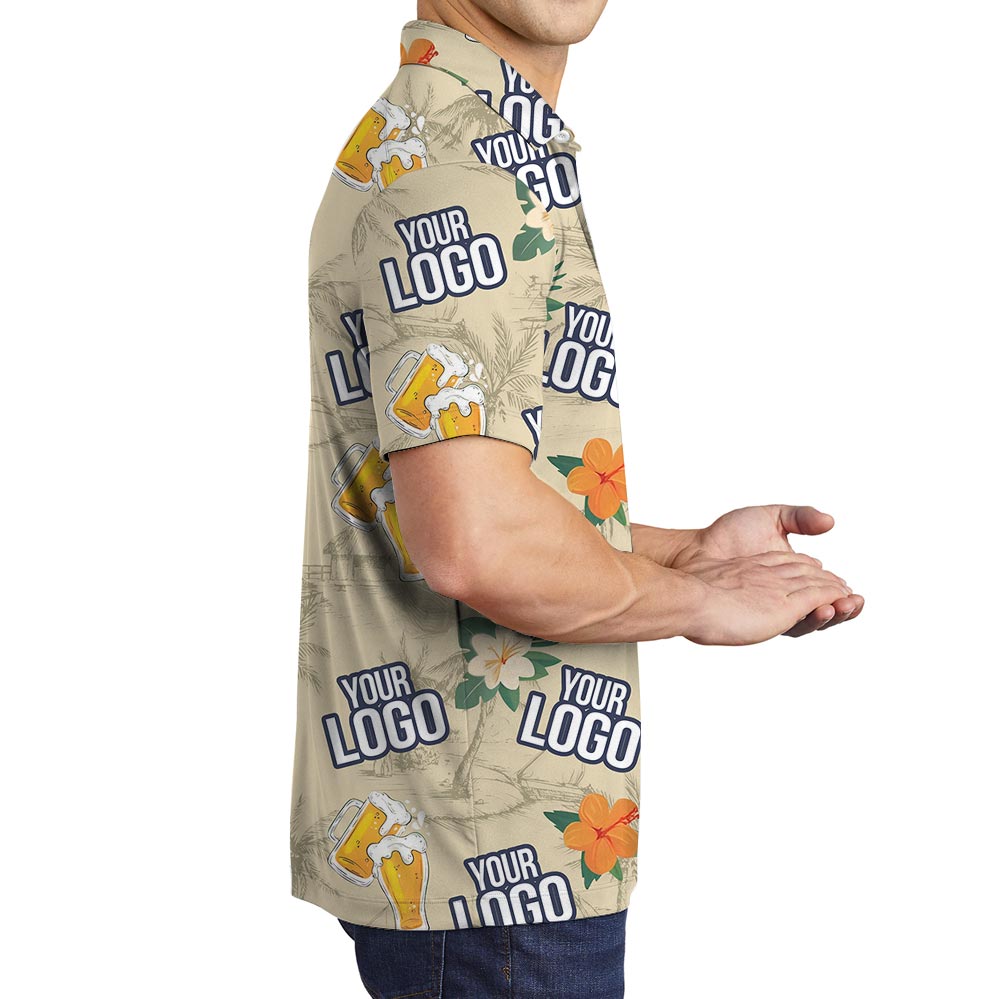 Custom Logo Yellow Beer Floral Polo Shirt