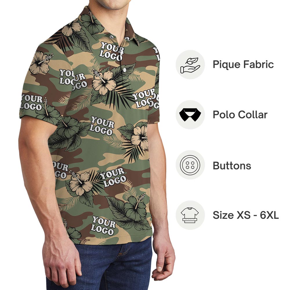Custom Unit Logo Camouflage Military Aloha Shirt Polo