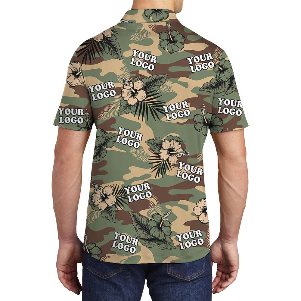Custom Unit Logo Camouflage Military Aloha Shirt Polo