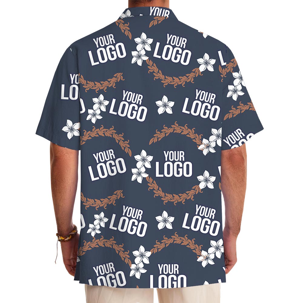 Bulk Navy Blue Hawaiian Shirt With Company Logo