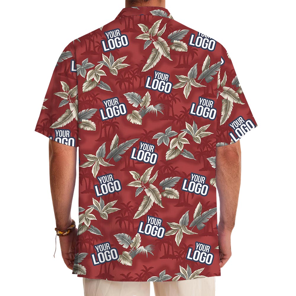 Customize Tropical Red Hawaiian Shirt With Team Logo