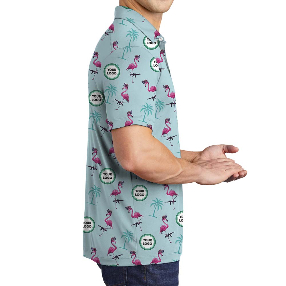 Personalized Flamingo Gun Polo Shirt With Logo