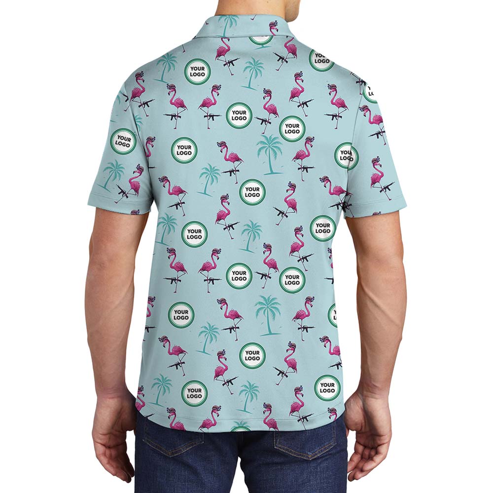 Personalized Flamingo Gun Polo Shirt With Logo