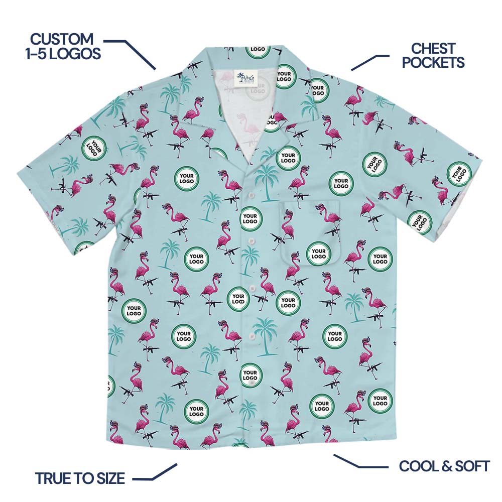 Flamingo Tactical Hawaiian Shirt With Custom Logo