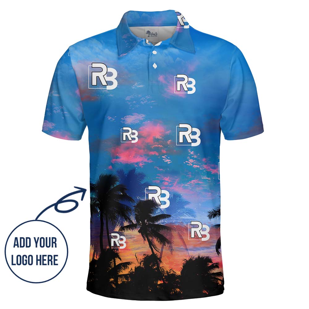 Vibrant Sunset Custom Polo Shirt With Logo