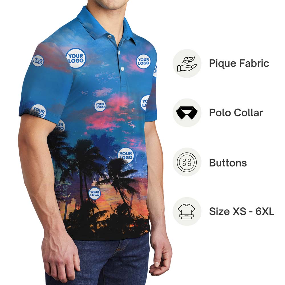 Vibrant Sunset Custom Polo Shirt With Logo