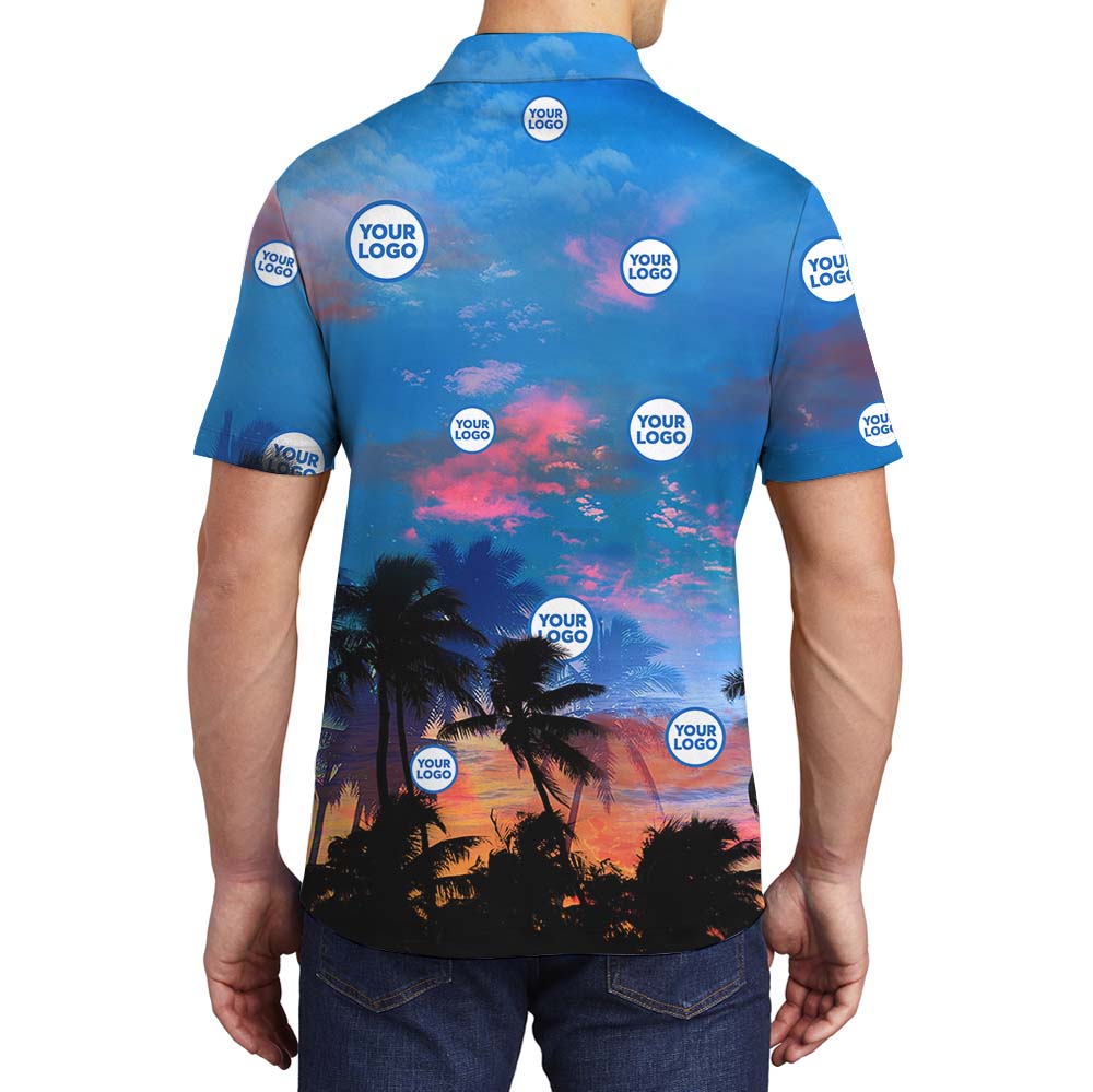 Vibrant Sunset Custom Polo Shirt With Logo
