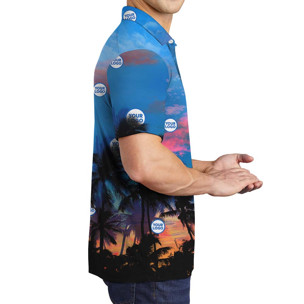 Vibrant Sunset Custom Polo Shirt With Logo