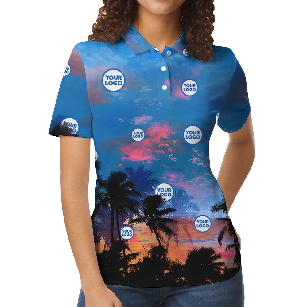 Vibrant Sunset Custom Polo Shirt With Logo