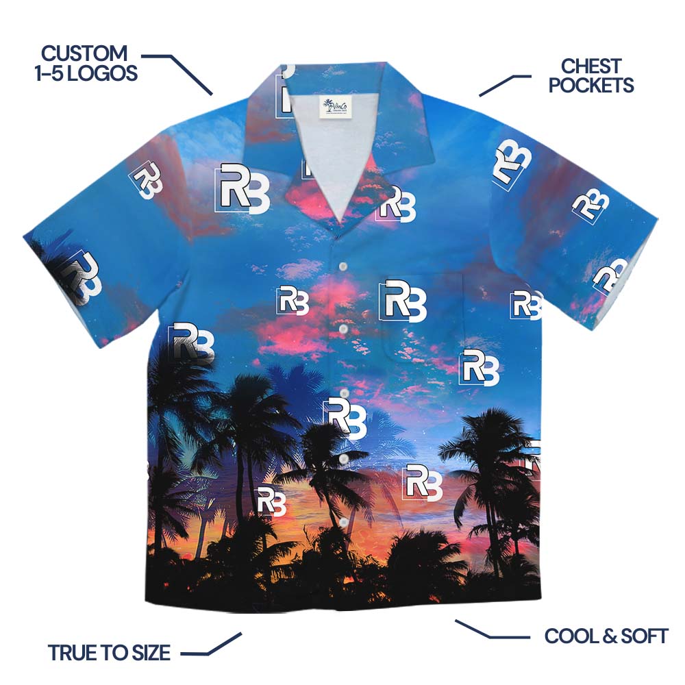Island Sunset Custom Logo Hawaiian Shirt For Branding
