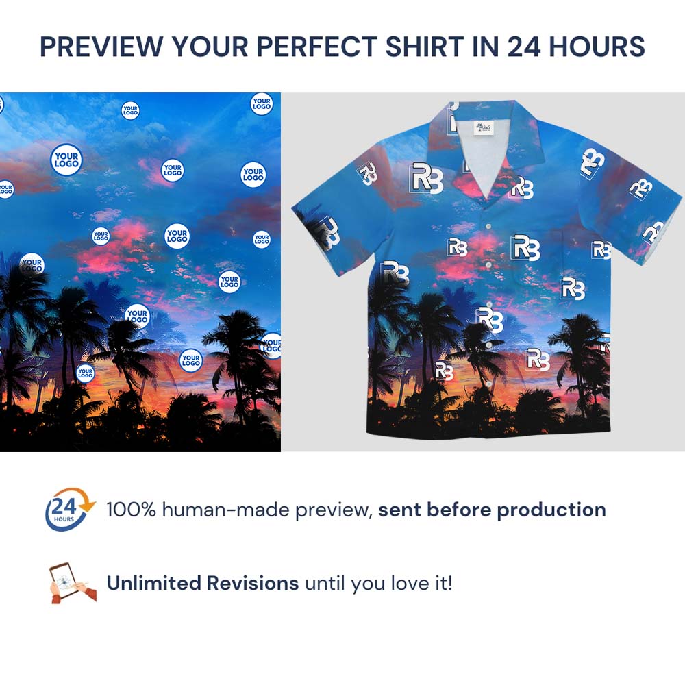 Island Sunset Custom Logo Hawaiian Shirt For Branding