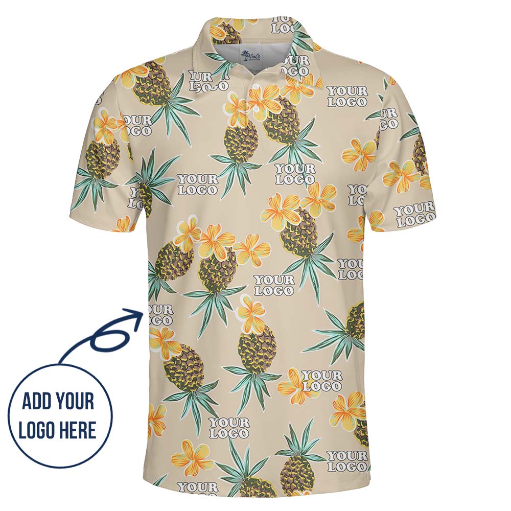 Pineapple Summer Polo Collared Shirt With Custom Logo