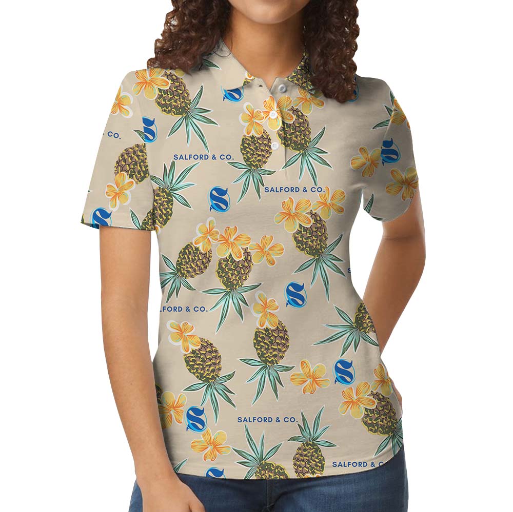 Pineapple Summer Polo Collared Shirt With Custom Logo
