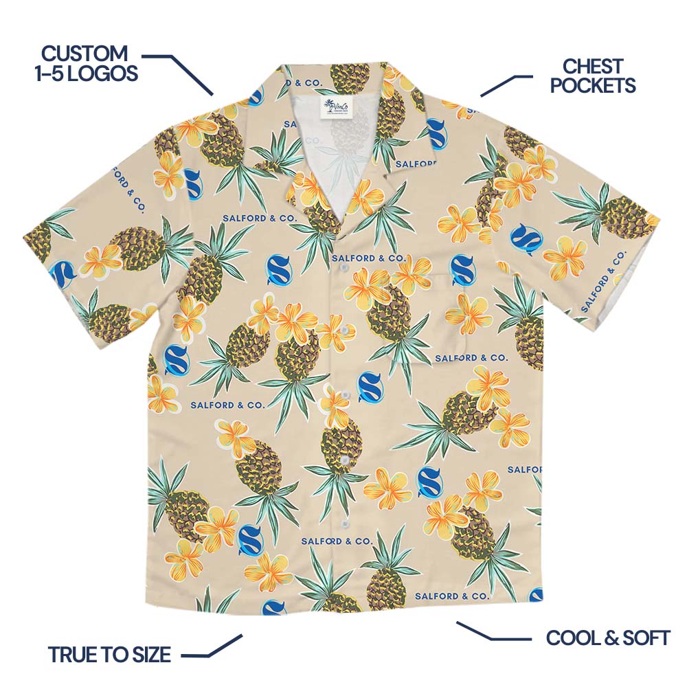 Pineapple Custom Multiple Logo Hawaiian Shirt