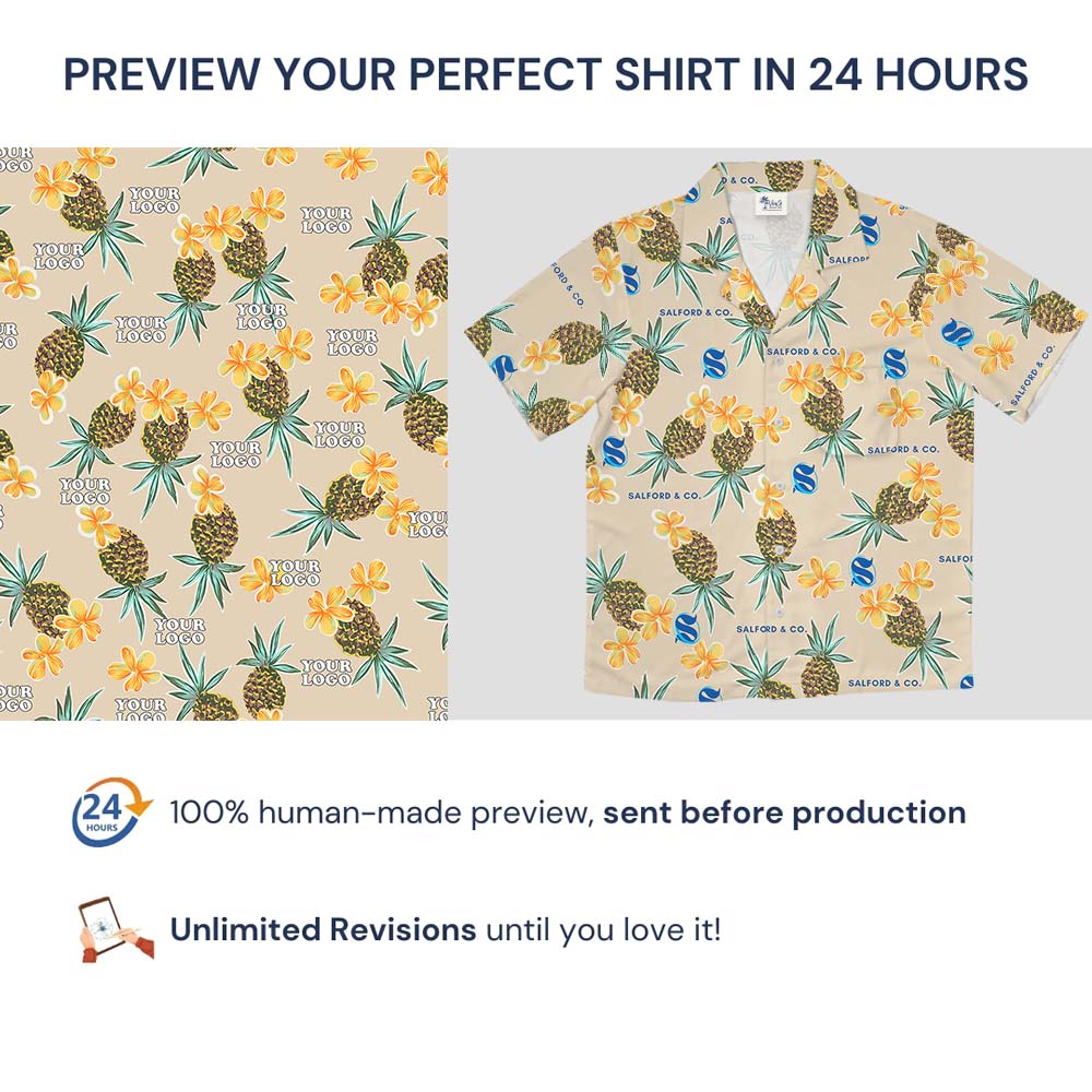 Pineapple Custom Multiple Logo Hawaiian Shirt