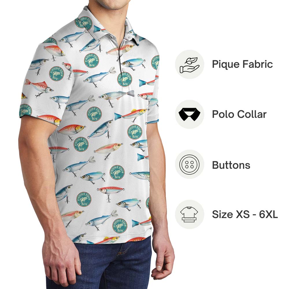Fishing And Logo Custom Polo Shirt In White