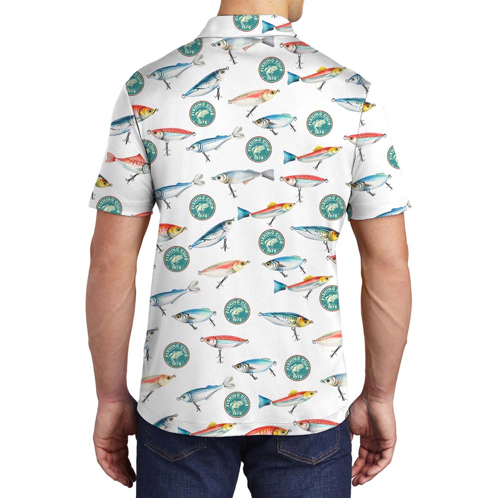 Fishing And Logo Custom Polo Shirt In White